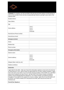 Screenshot of enrolment form